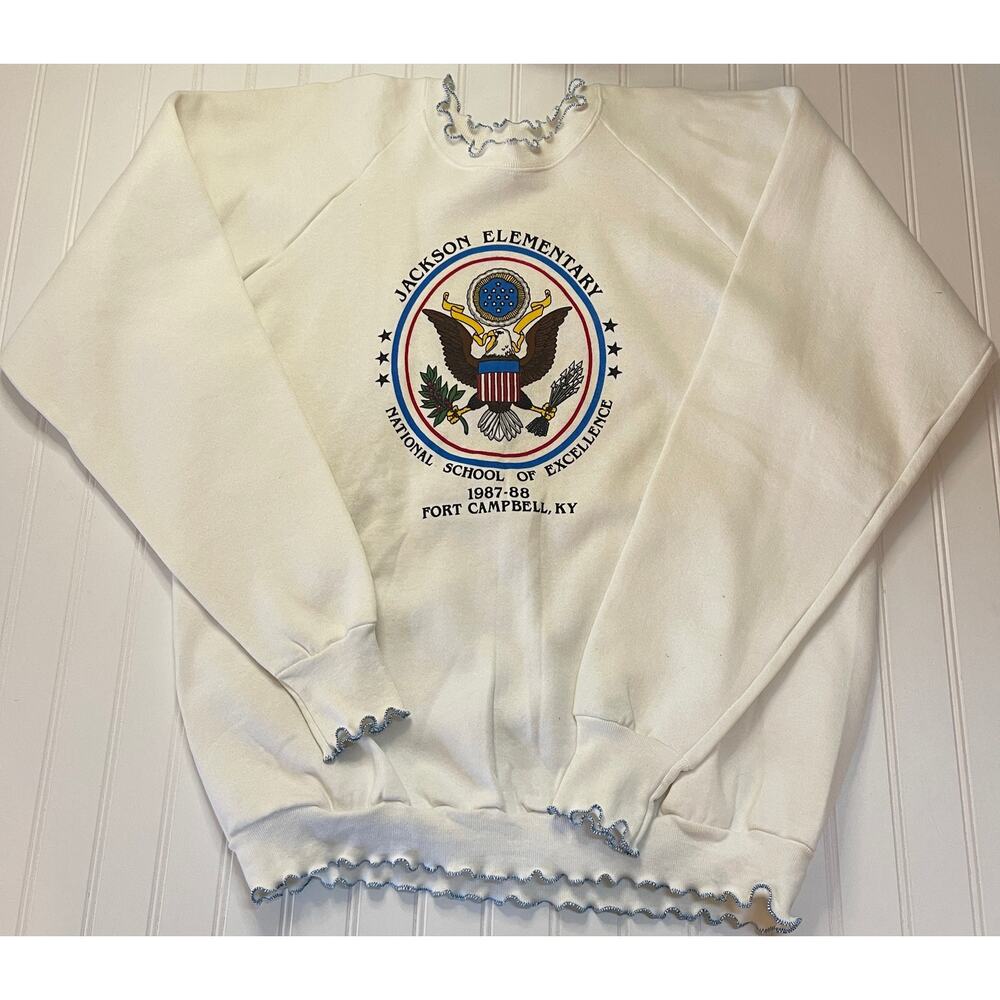 VTG 80s Jackson Elementary Natl School Excellence Ft Campbell KY Sweatshirt XL